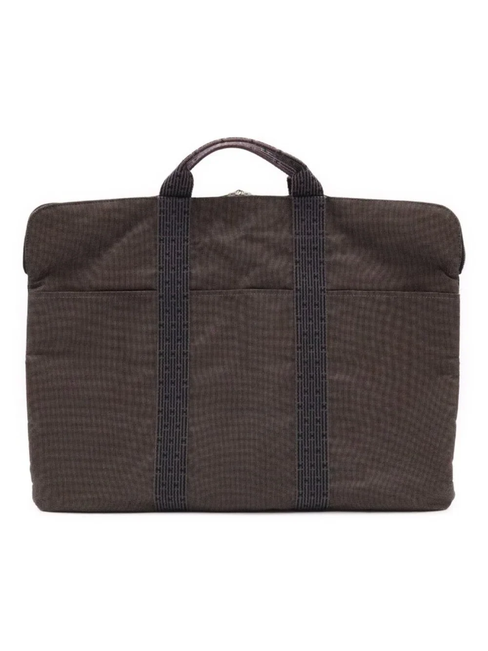 Hermes Her Line Porte Documents Briefcase Purse 3 Handbag Nylon Canvas Gray